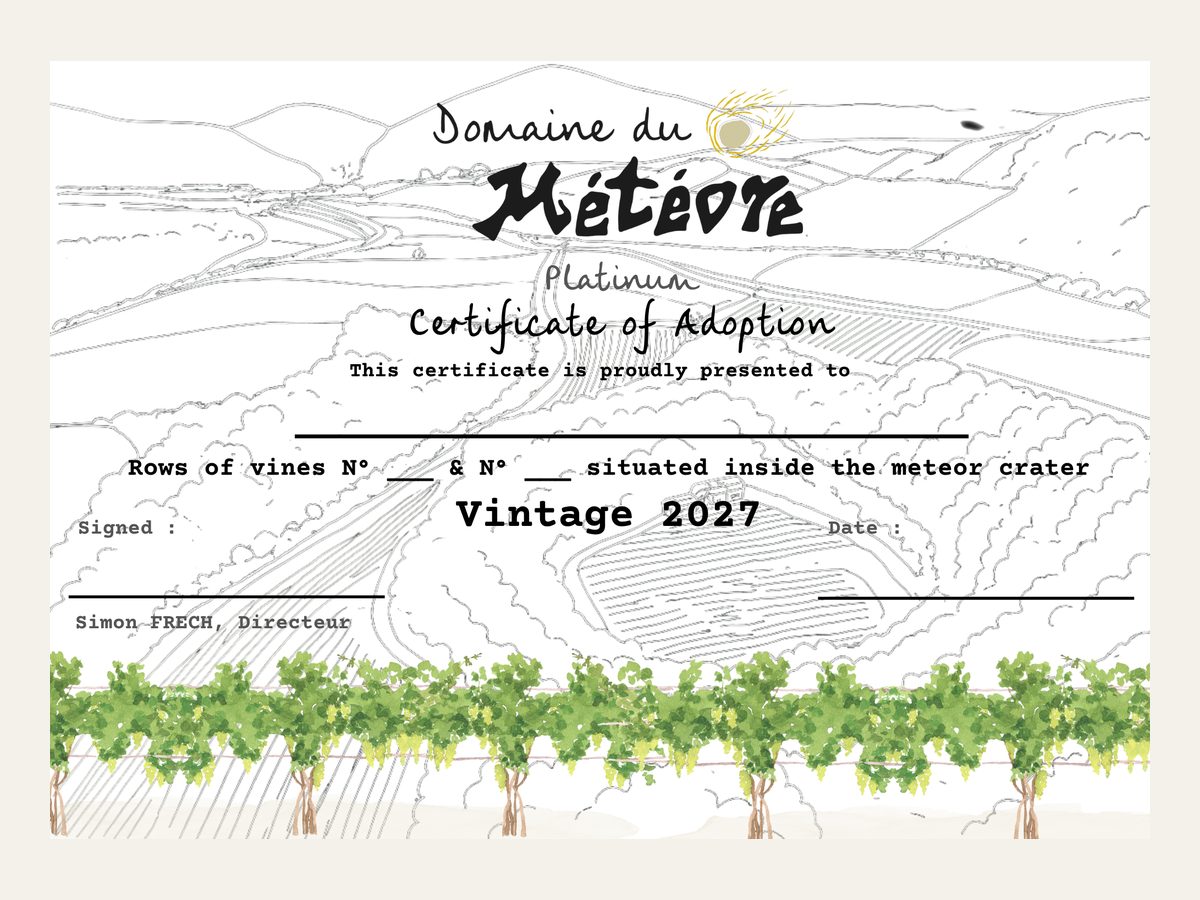 Certificat d'adoption du Domaine du Météore, millésime 2027